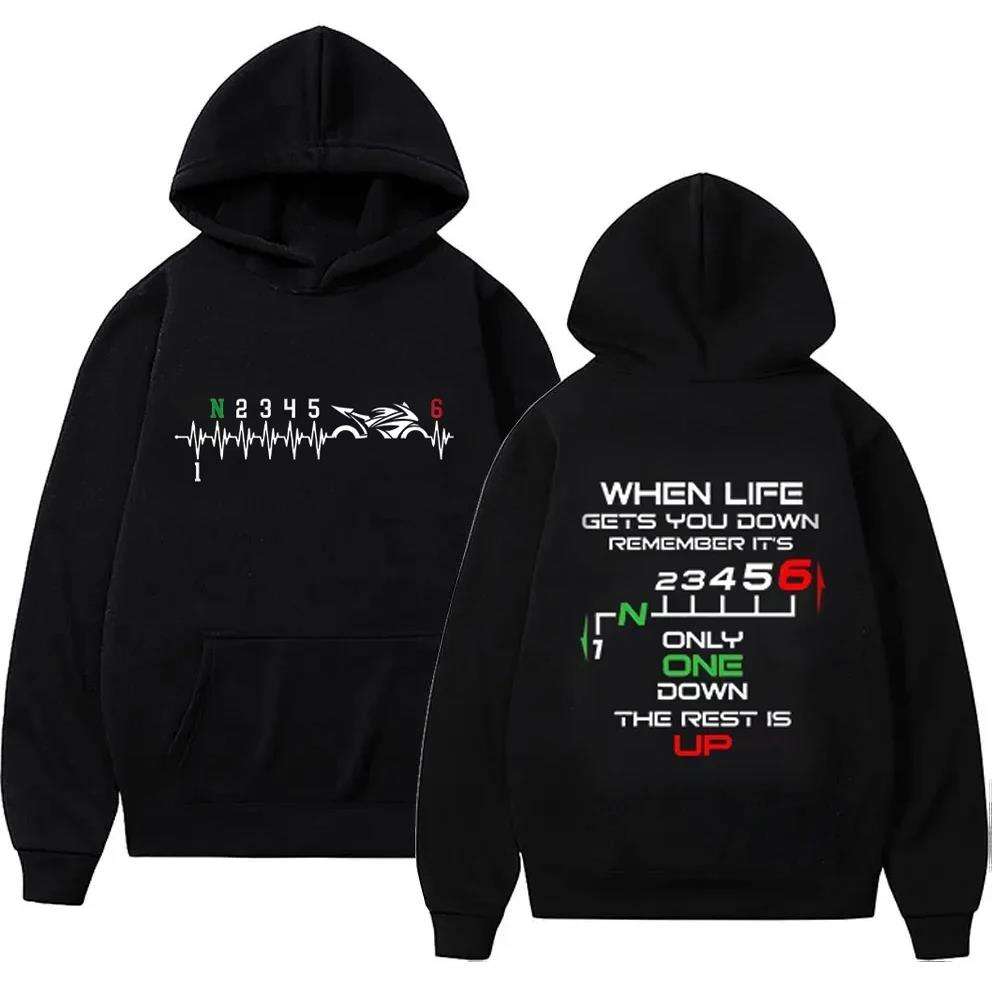 Motorcycle Gear Hoodie - Moletons Masculinos com Capuz, Pulôveres Masculinos,