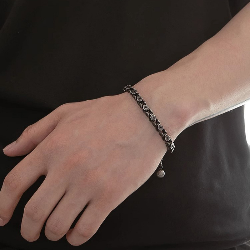 Motorcycle Gear Pattern - Pulseira de Aço Inoxidável Masculina com