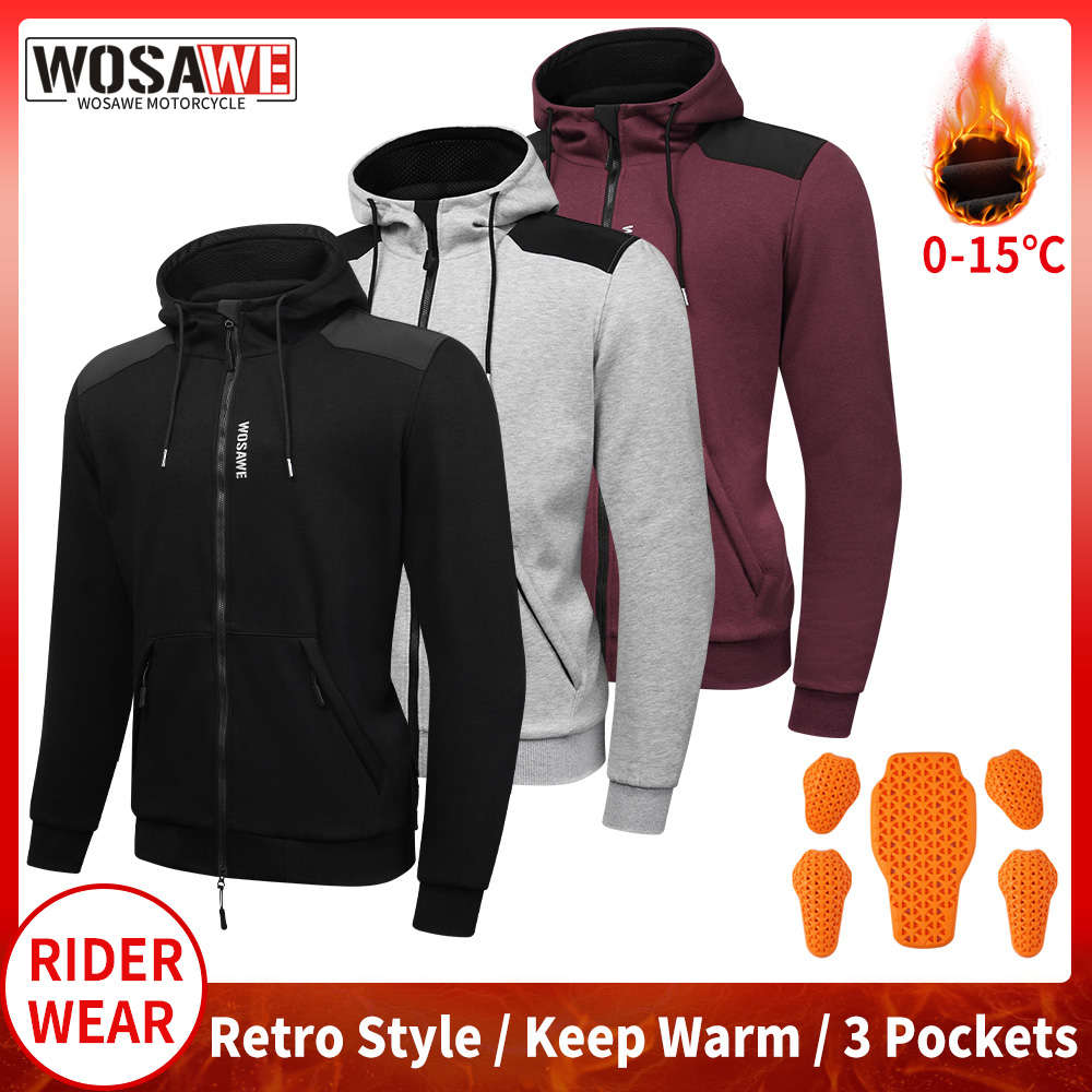 Motorcycle Gear Hoodie - Jaqueta de Motocicleta WOSAWE, Jaqueta Quente